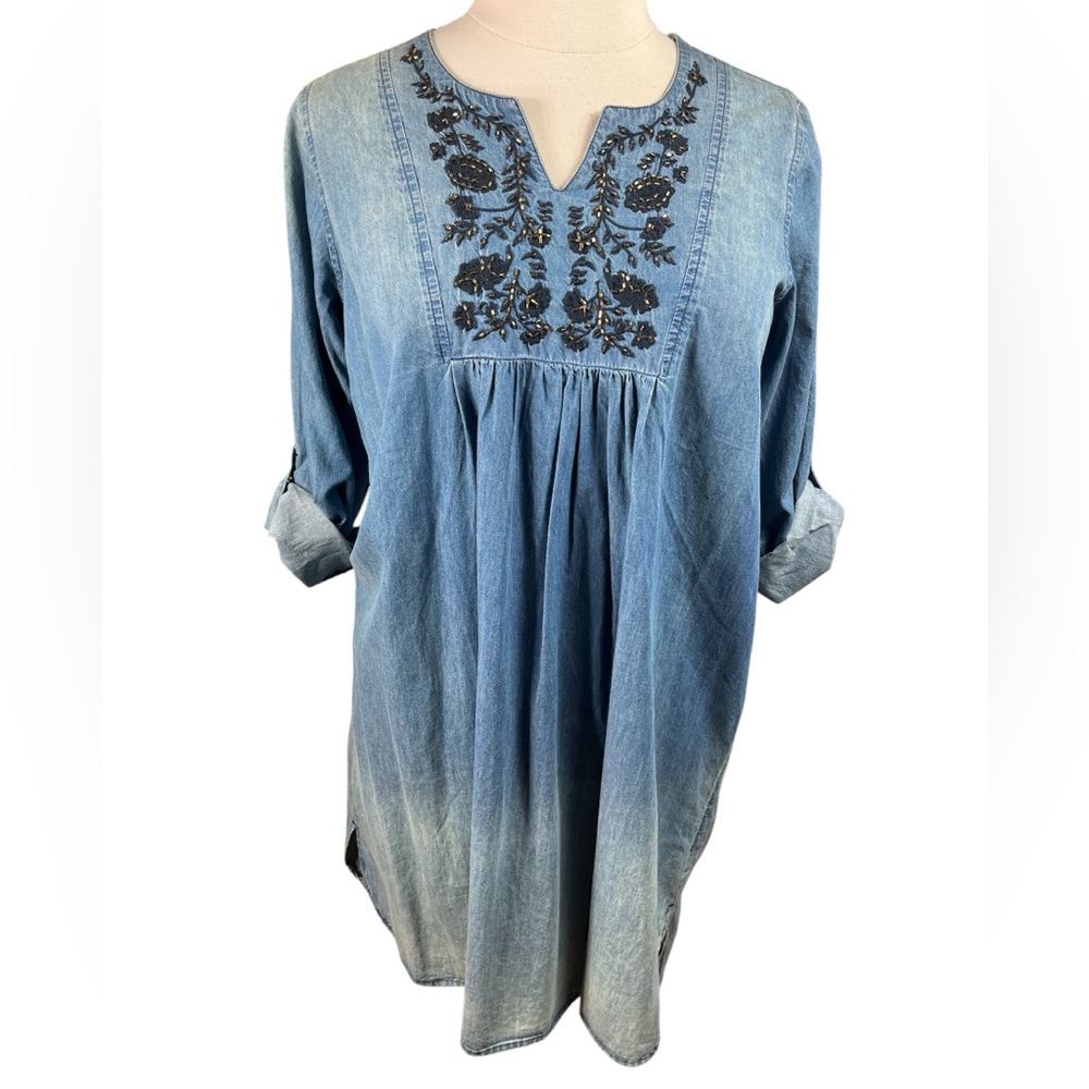 Tantrums Embroidered Beads Denim Tunic
